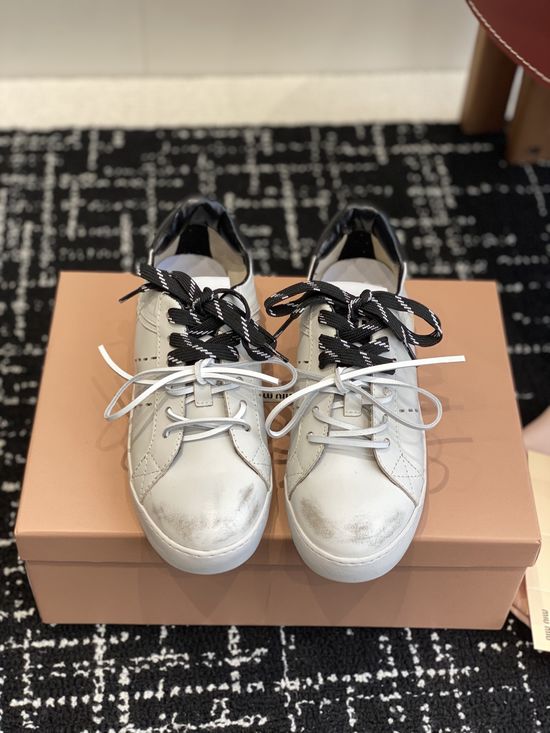 Miu Miu Lace-up Platform Casual White Shoes Soft Insole