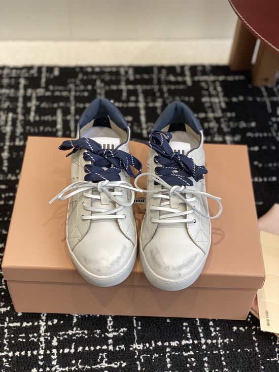 Miu Miu Lace-up Platform Casual White Shoes Soft Insole