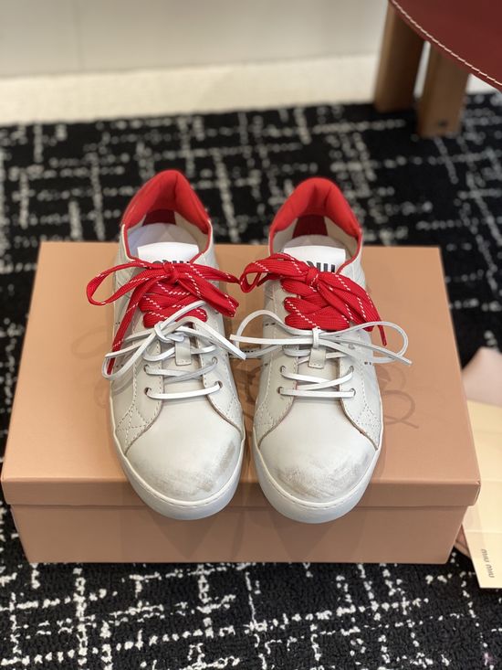 Miu Miu Lace-up Platform Casual White Shoes Soft Insole