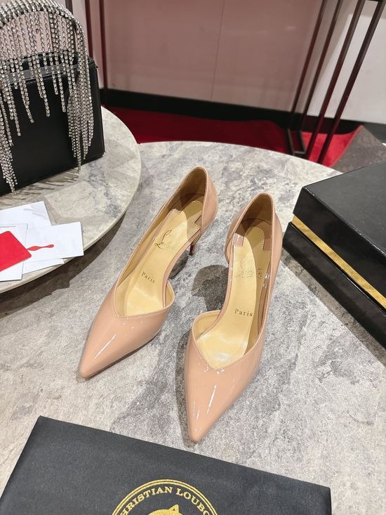 Christian Louboutine Pointed Toe D Orsay Pumps Patent Leather Red Sole