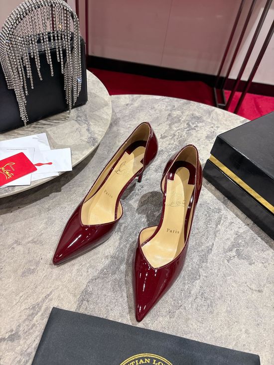 Christian Louboutine Pointed Toe D Orsay Pumps Patent Leather Red Sole