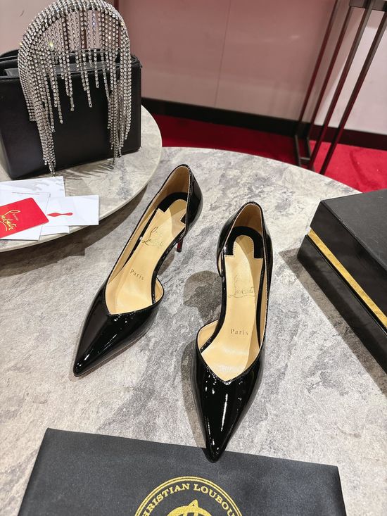 Christian Louboutine Pointed Toe D Orsay Pumps Patent Leather Red Sole