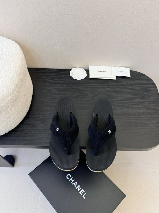 Chanel Fashion Slip On Slides with Elegant Fabric Upper