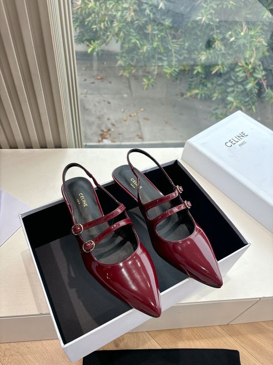Celine Glossy Patent Leather Shoes Breathable Lining Height Boosting