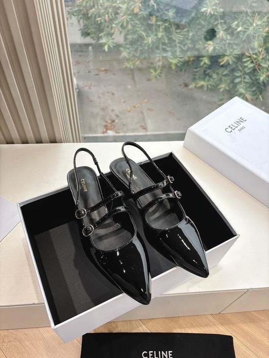 Celine Glossy Patent Leather Shoes Breathable Lining Height Boosting