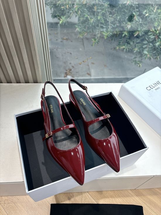 Celine Glossy Patent Leather Shoes Breathable Lining Height Boosting