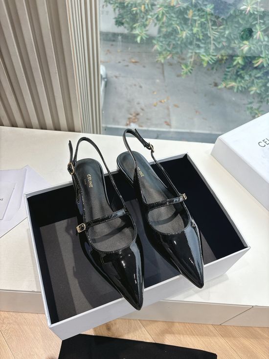 Celine Glossy Patent Leather Shoes Breathable Lining Height Boosting
