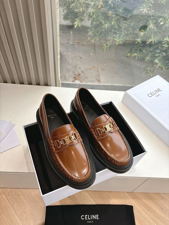 Celine Glossy Leather Loafers Original Quality Sole Daily Wear