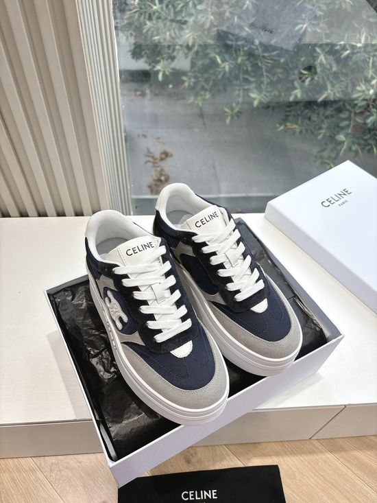 Celine Matte Leather Chunky Sneakers Casual Comfortable Elevated Daily Shoes