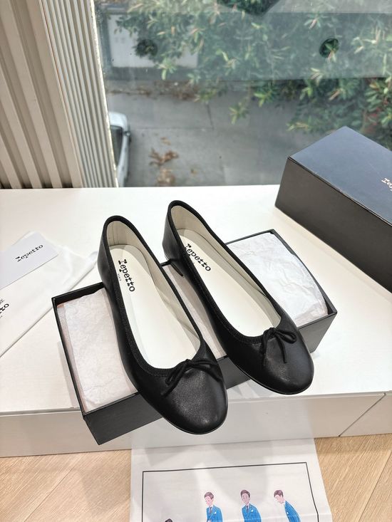 Repetto Patent Leather Block Heel Ballet Flats Comfortable Daily Shoes