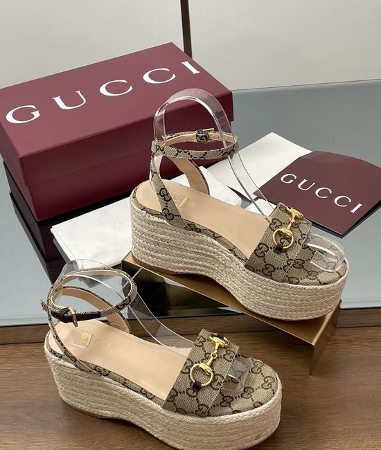 Gucci Horsebit Espadrille Platform One-Strap Peep Toe Sandals