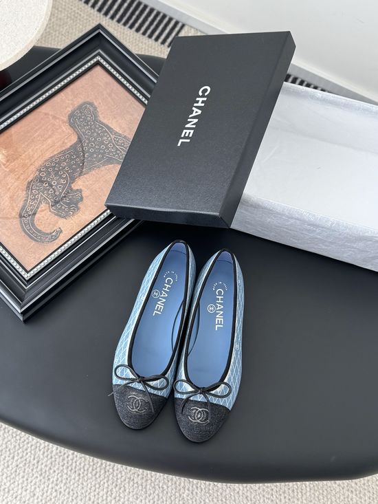 Chanel Classic Round Toe Low Heel Ballet Flats with Leather Sole