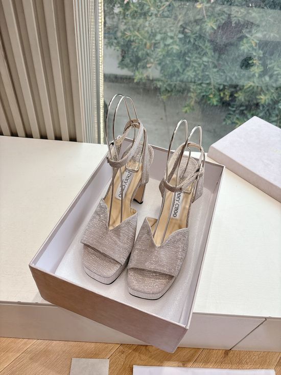 Jimmy Choo Handmade Platform Heels with Adjustable Floral Decor