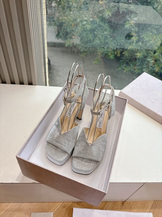 Jimmy Choo Handmade Platform Heels with Adjustable Floral Decor