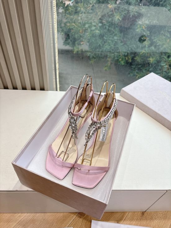 Jimmy Choo Elegant Rhinestone Platform Heels with Adjustable Floral Detail