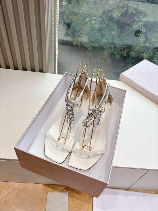 Jimmy Choo Elegant Rhinestone Platform Heels with Adjustable Floral Detail