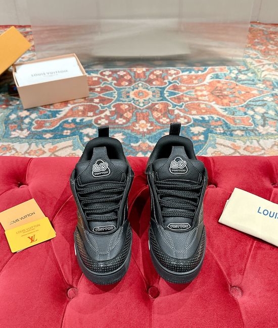 Louis Vuitton LV Premium Leather Classic Casual Sneakers Non-slip Skate Footwear