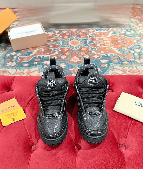 Louis Vuitton LV Premium Leather Classic Casual Sneakers Non-slip Skate Footwear