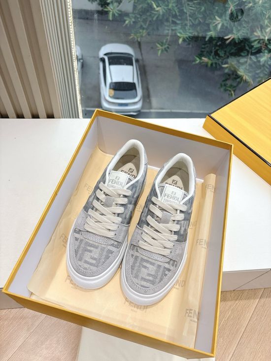 Fendi Stitched Leather Upper Non Slip Casual Athletic Shoes