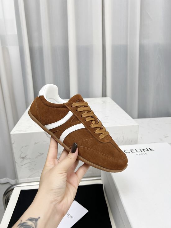 Celine Casual Suede Leather Lace Up Low Top Sneakers