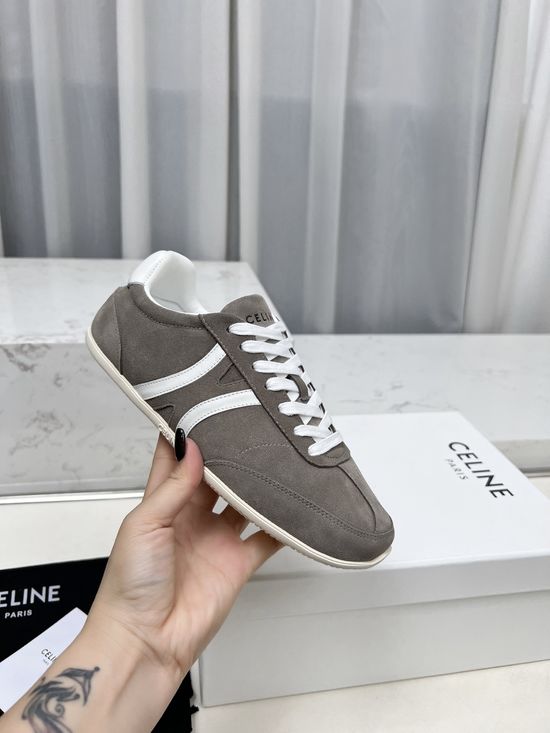 Celine Casual Suede Leather Lace Up Low Top Sneakers