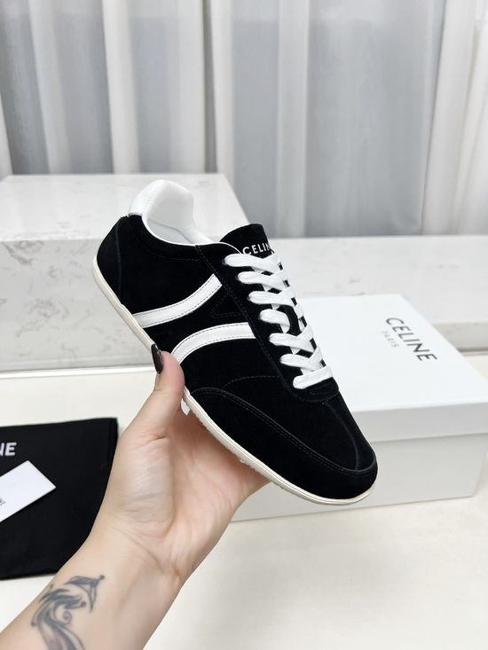 Celine Casual Suede Leather Lace Up Low Top Sneakers