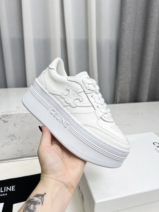 Celine Casual Leather Sneakers With Non-slip Rubber Sole