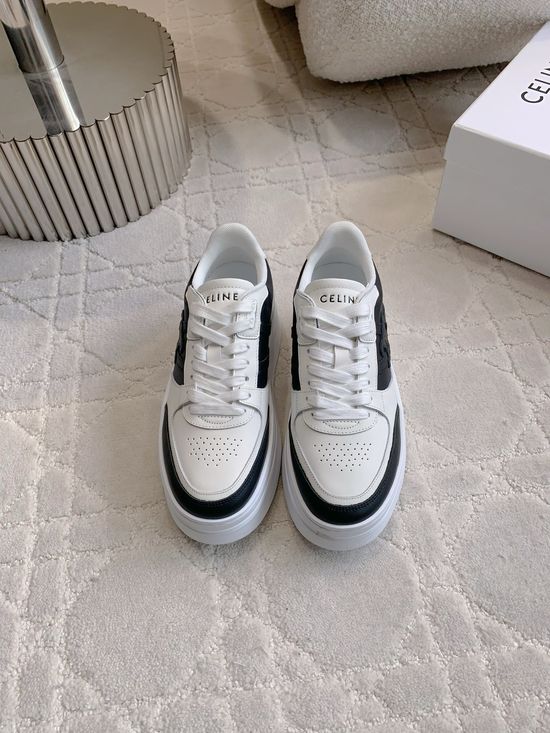 Celine Classic Color Thick Sole Comfortable Leather Sneakers