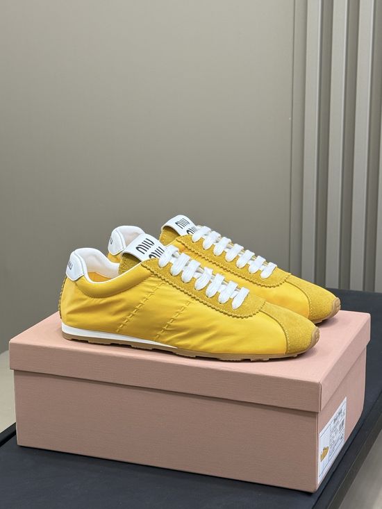 Miu Miu Vintage Low-top Casual Sneakers with Soft Leather Upper