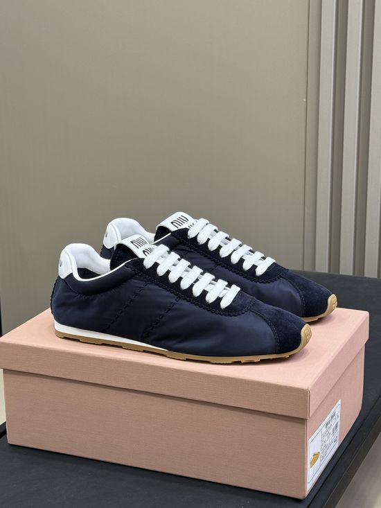 Miu Miu Vintage Low-top Casual Sneakers with Soft Leather Upper