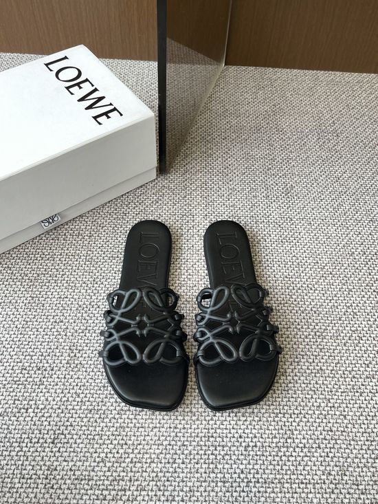 Loewe Printed Calfskin Slippers Sheepskin Insole Leather Sole
