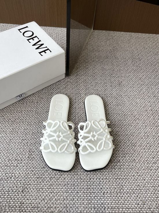 Loewe Printed Calfskin Slippers Sheepskin Insole Leather Sole