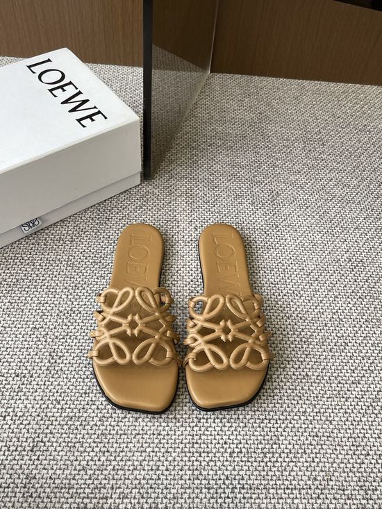 Loewe Printed Calfskin Slippers Sheepskin Insole Leather Sole