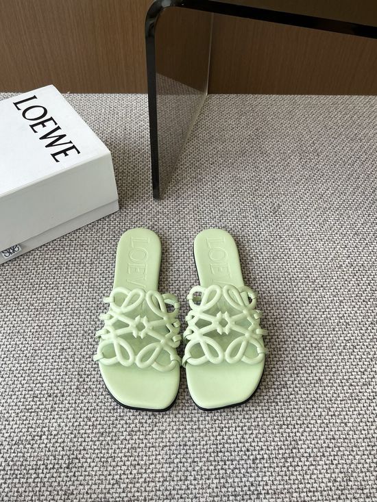 Loewe Printed Calfskin Slippers Sheepskin Insole Leather Sole