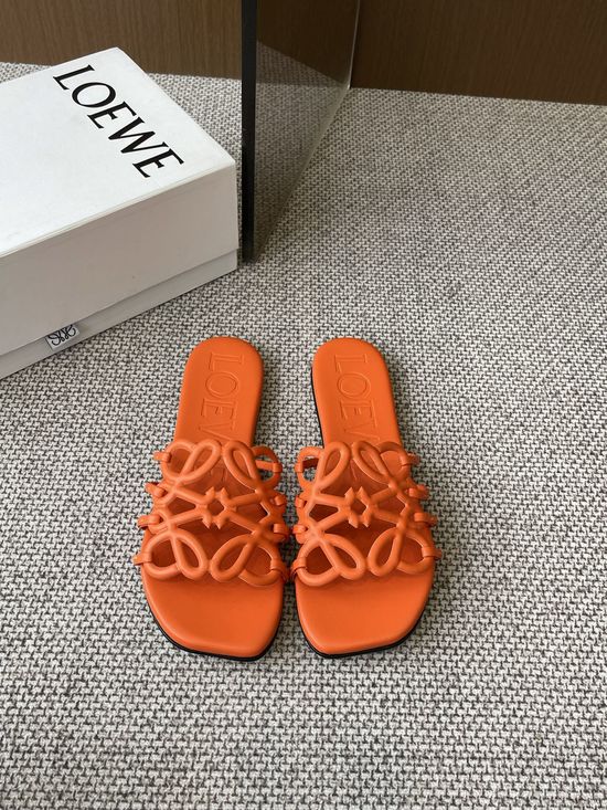 Loewe Printed Calfskin Slippers Sheepskin Insole Leather Sole