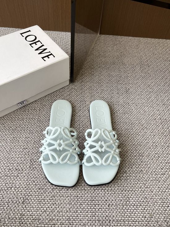 Loewe Printed Calfskin Slippers Sheepskin Insole Leather Sole
