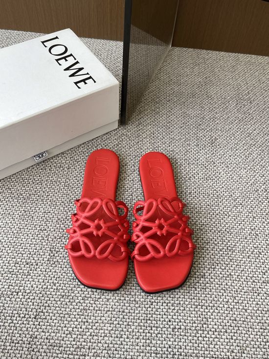 Loewe Printed Calfskin Slippers Sheepskin Insole Leather Sole