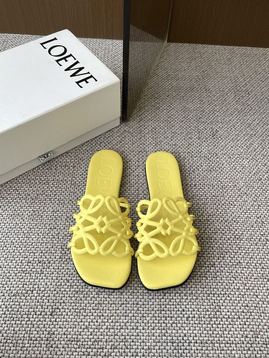 Loewe Printed Calfskin Slippers Sheepskin Insole Leather Sole