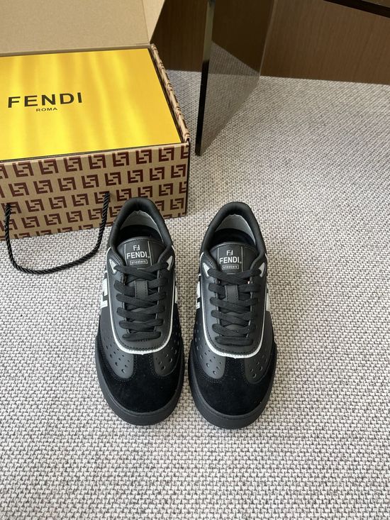 Fendi Stitched Leather Upper Breathable Durable Casual Skate Shoes