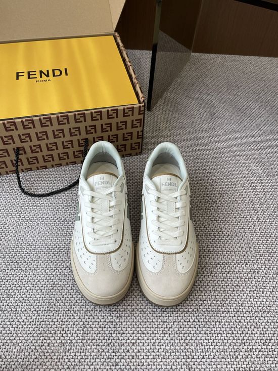 Fendi Stitched Leather Upper Breathable Durable Casual Skate Shoes