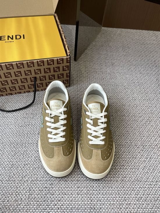Fendi Stitched Leather Upper Breathable Durable Casual Skate Shoes