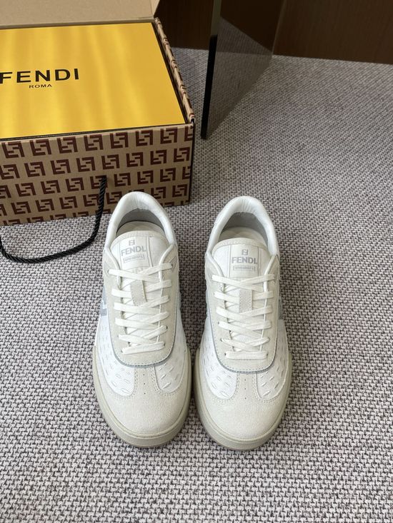 Fendi Stitched Leather Upper Breathable Durable Casual Skate Shoes