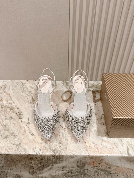 Christian Louboutine Classic Platform High Heel Sandals with Ribbon Decor