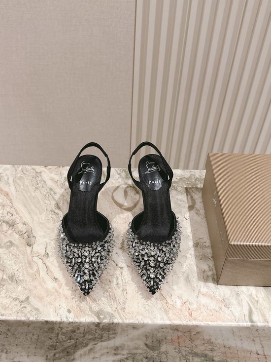 Christian Louboutine Classic Platform High Heel Sandals with Ribbon Decor