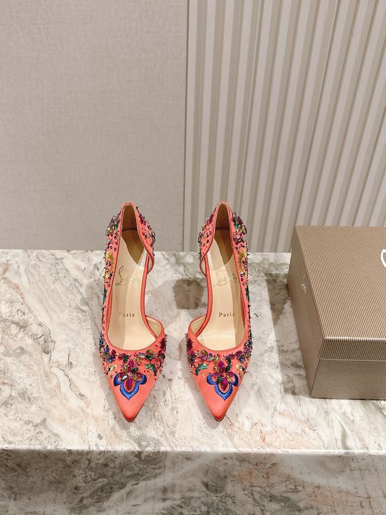 Christian Louboutine Comfortable Platform High Heel Sandals with Leather Sole