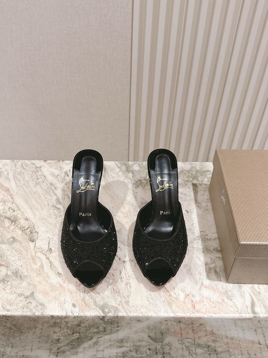 Christian Louboutine Elegant Platform High Heel Sandals with Floral Detail