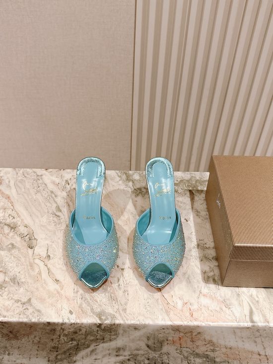 Christian Louboutine Elegant Platform High Heel Sandals with Floral Detail