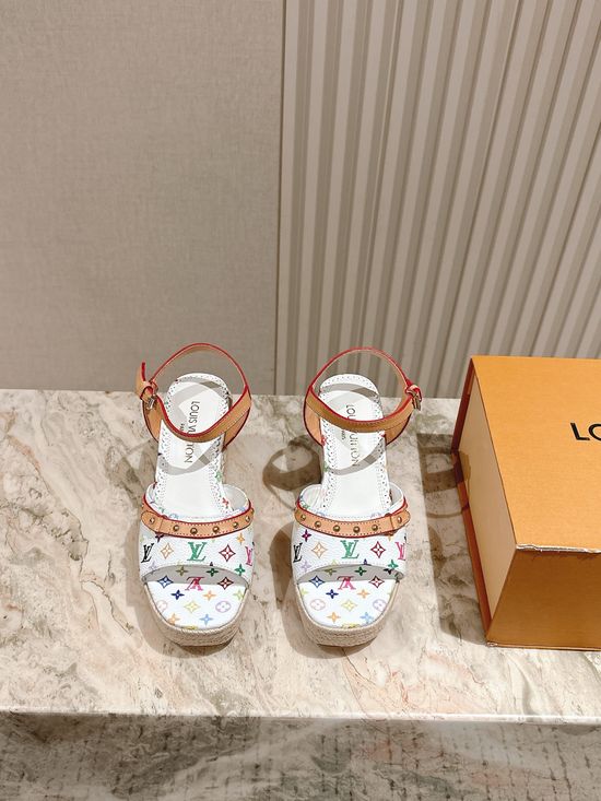 Louis Vuitton Espadrille Platform Wedge Slide Sandals