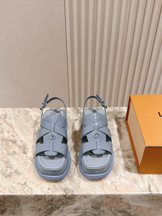 Louis Vuitton Patent Leather Platform Sandals Comfortable Elevated