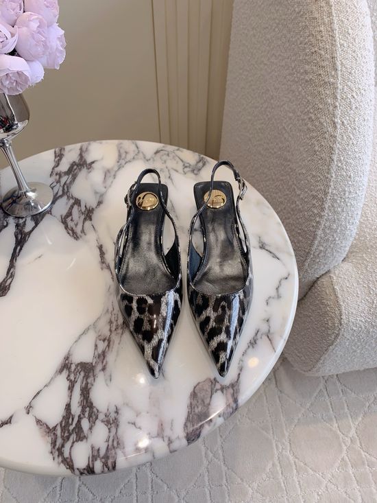 Yves Saint Laurent Elegant Leopard Print Low-Heel Backless Shoes